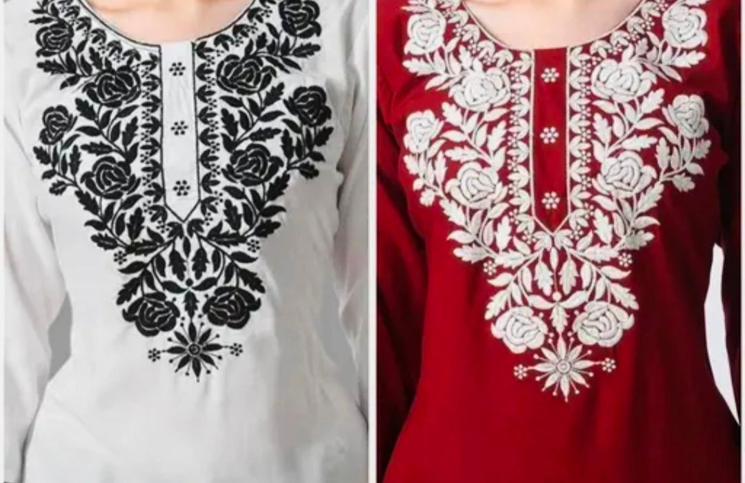 White and red short kurti combo for women